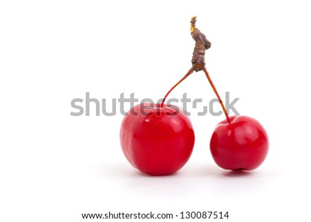 Chinese cherry apples, isolated on white background.