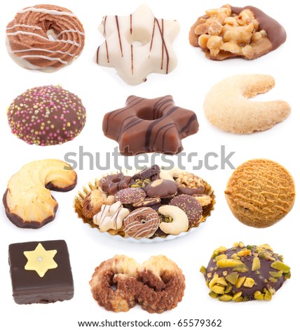 Christmas cookies collection isolated on white background