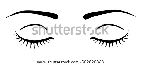 Closed eyes with eyelashes. - Vector