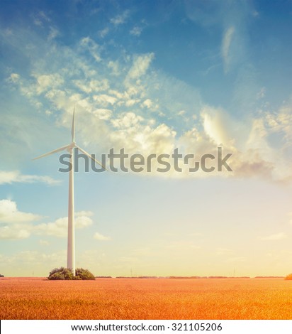 landscape  with wind Generators, ecology concept