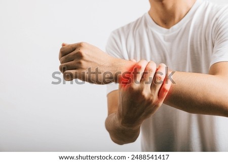 Similar – Image, Stock Photo Young man in Forearm Balance yoga pose on beach