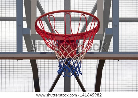 Basketball backboard on the street basketball court