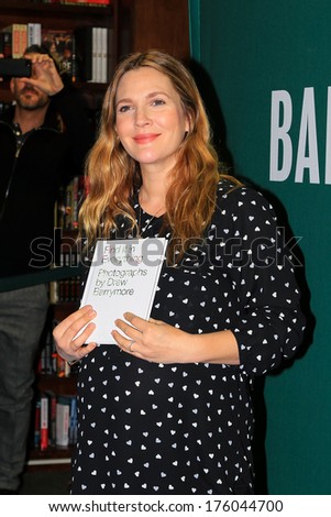 NEW YORK - FEBRUARY 10: Drew Barrymore promoting her book, \'Find it in Everything Photographs by Drew Barrymore\' at Barnes & Noble store on February 10, 2014 in New York City.