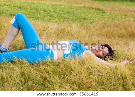 Woman lay down and relax in nature