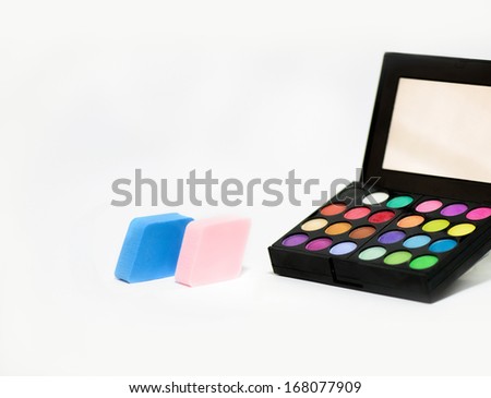 Professional makeup sponges and cosmetics