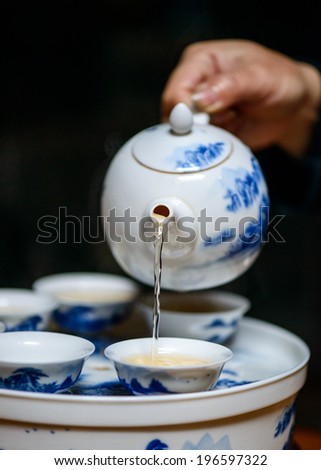 Blue and white porcelain tea sets