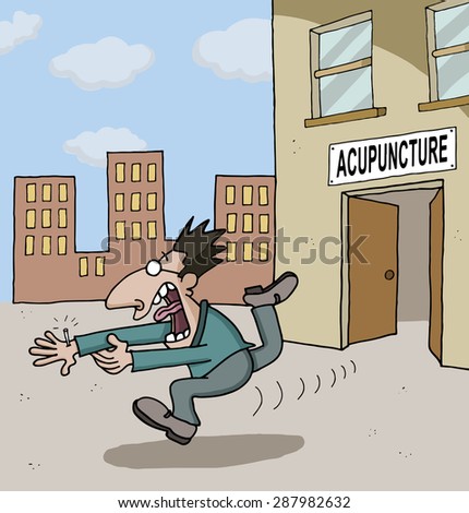 Conceptual cartoon about acupuncture