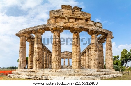 Temple of Hera at famous Paestum Archaeological UNESCO World Heritage Site, with most well-preserved ancient Greek temples in the world, Province of Salerno, Campania, Italy Foto d'archivio © 