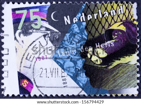 NETHERLANDS - CIRCA 1987: a stamp printed in the Netherlands shows Salvation Army and Homeless, Centenary of Salvation Army, circa 1987