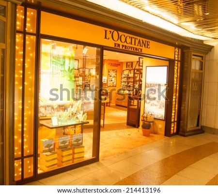 MOSCOW - AUGUST 11: L\'Occitane shop in shopping center near Red Square, Moscow, Russia, 11 August, 2014. L\'Occitane is a French cosmetics retailer, it has shops in 90 countries all over the world.