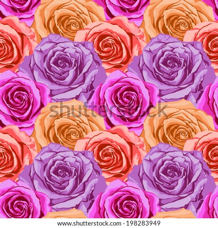 Elegance Seamless pattern with flowers rose, vector floral illustration