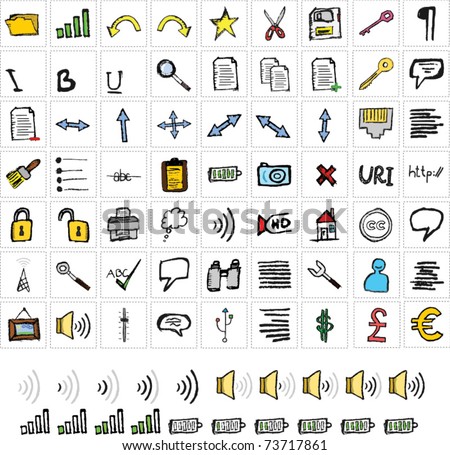 Sketch icons set in color