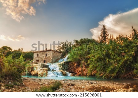 Waterfalls natural spa in Tuscany, Italy