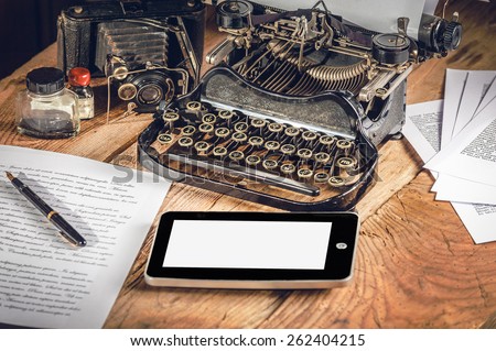 Digital Tablet, analog machine, analog camera when creating a text to an article or study.