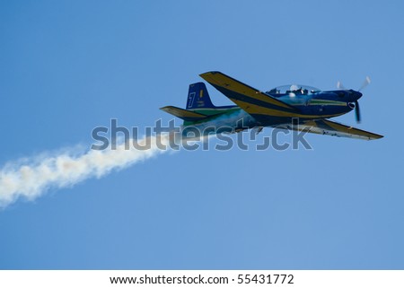 BUENOS AIRES, ARGENTINA - MAY 1: Brazilian Air Force Aerial Demonstration Squadron da FumaÃ§a in AIRFEST 2010. May 01, 2010 in Buenos Aires, Argentina