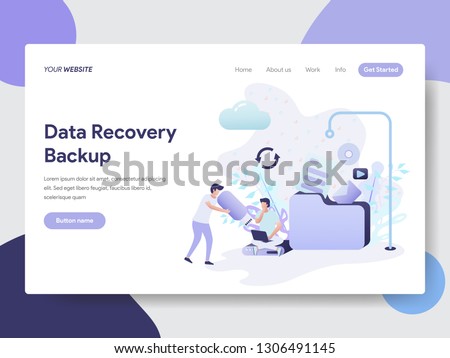 Landing page template of Data Recovery Backup Illustration Concept. Modern flat design concept of web page design for website and mobile website.Vector illustration