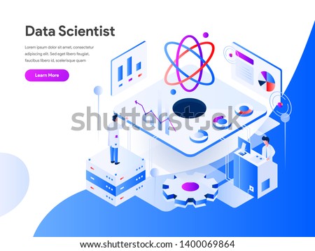 Data Scientist Isometric Illustration Concept. Modern flat design concept of web page design for website and mobile website.Vector illustration EPS 10