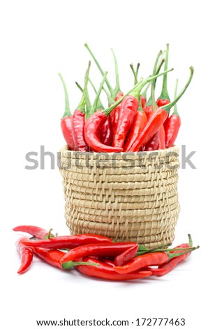 Red chilly pepper isolated on a white background.