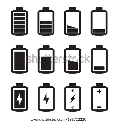 Simple illustrated battery icon with charge level