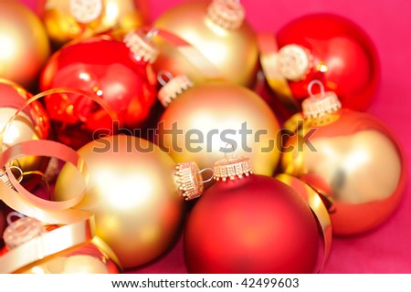 Golden and red shiny Christmas balls