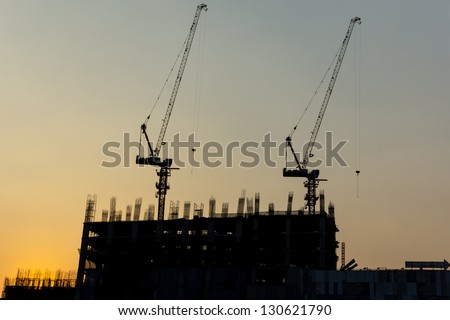 Crane are working built construction concrete and steel