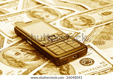 close up phone on the money background