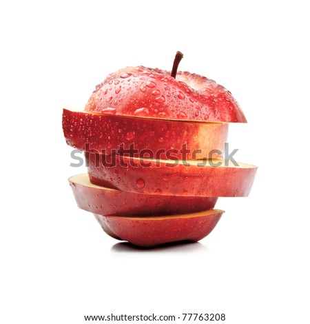 closeup isolated sliced red apple