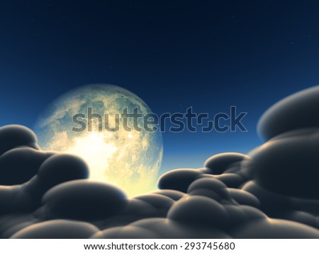 Magic moon in the night sky. Elements of this image furnished by NASA