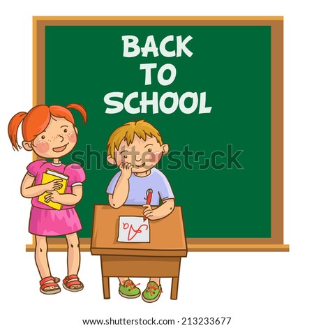 Vector Images Illustrations And Cliparts Cute School Children In Classroom School Activities Back To School Isolated Objects On White Background Great Illustration For A School Books And More Vector Hqvectors Com