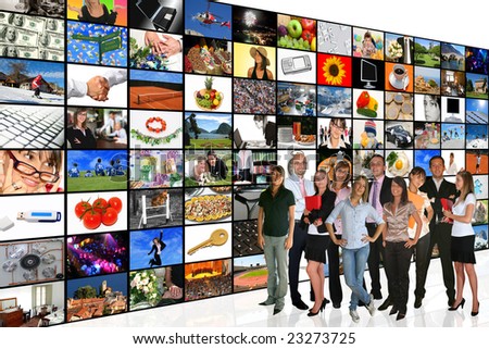 Media Room: Businesspeople and Tv Screens