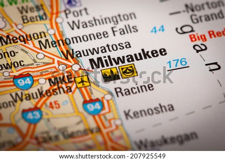 Map Photography: Milwaukee City on a Road Map