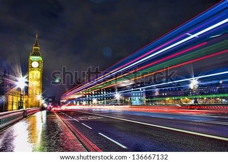 Bus Lane in Westminster Bridge, London - England