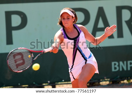 PARIS - MAY 19: Eirini Georgatou of Greece plays the 2nd round qualification match at French Open, Roland Garros on May 19, 2011 in Paris, France.