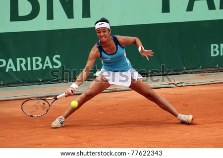 PARIS - MAY 20: Silvia Soler-Espinosa of Spain plays the 3rd round qualification match at French Open, Roland Garros on May 20, 2011 in Paris, France.