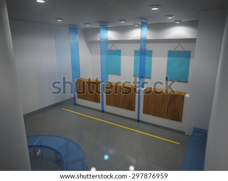 3 D render of bank interior
