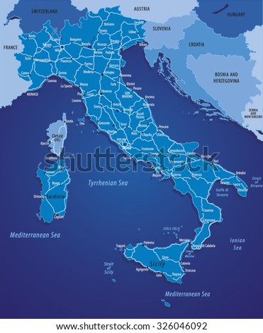 Vector Map Of Italy.Source for map is a site University of Texas Libraries with educational resources free for use.