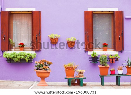 Colorful house on the Burano island, Venezia, Italy, Europe