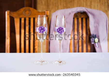 Wine glasses on a wedding party