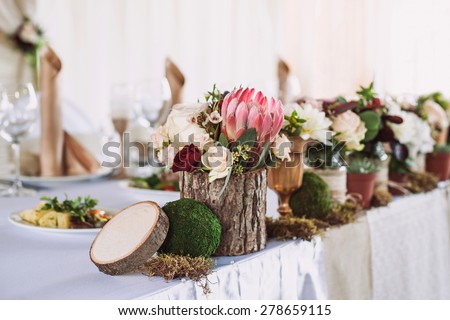 Beautiful table set for wedding party
