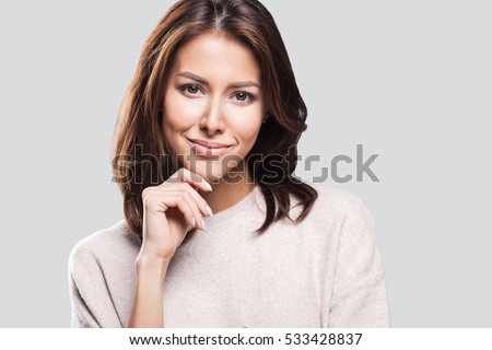 Similar – Image, Stock Photo Sensitive young female model at cliff