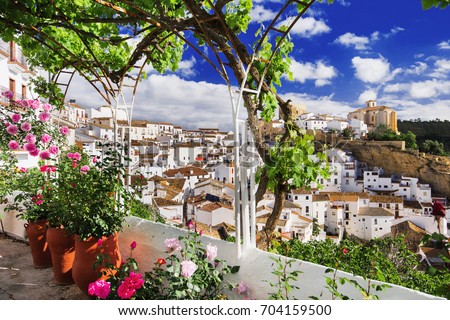 Setenil de las Bodegas village, one of the beautiful white villages (Pueblos Blancos) of Andalusia, Spain Stockfoto © 
