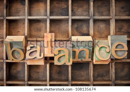 balance word in wood type