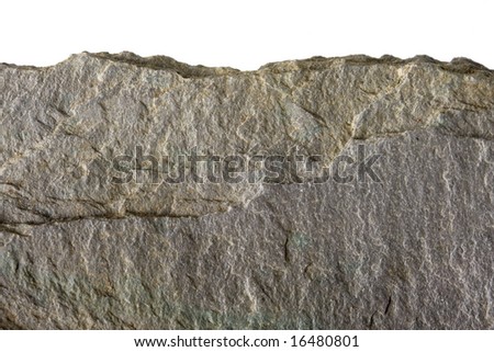 sharp edge of flat rock or natural stepping stone isolated on white