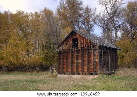old small  barn in Colorado abandoned farm in late fall scenery