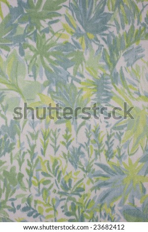 textile background with floral and leaf ornament printing from a vintage book cover