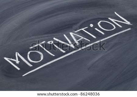 motivation word in white chalk handwriting on blackboard