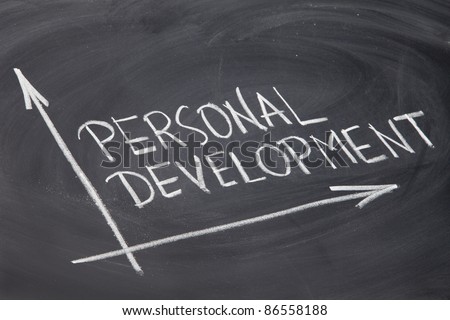 personal development concept - white chalk drawing on a blackboard