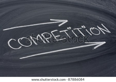 competition, word in white chalk handwriting on blackboard