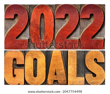 2022 goals banner - New Year resolution concept - isolated text in vintage letterpress wood type printing blocks