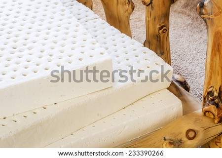exposed layers of natural latex from an organic mattress